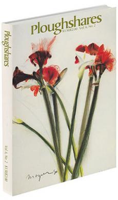 A journal cover with red flowers with long green stems against an off-white background