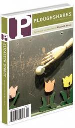 A journal cover of wooden tulips, a mannequin hand, and a small white call